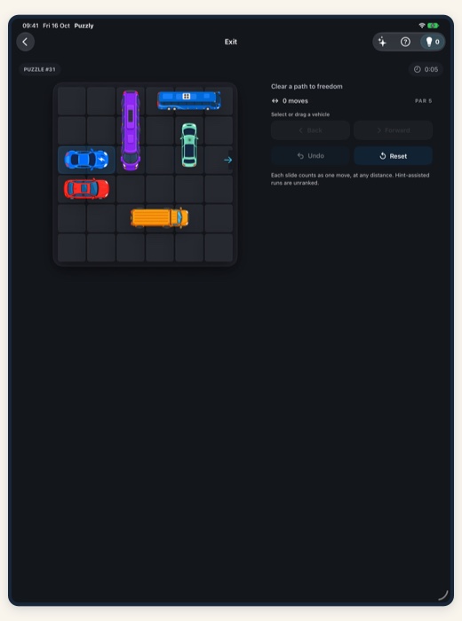 Exit sliding vehicle puzzle in the native app
